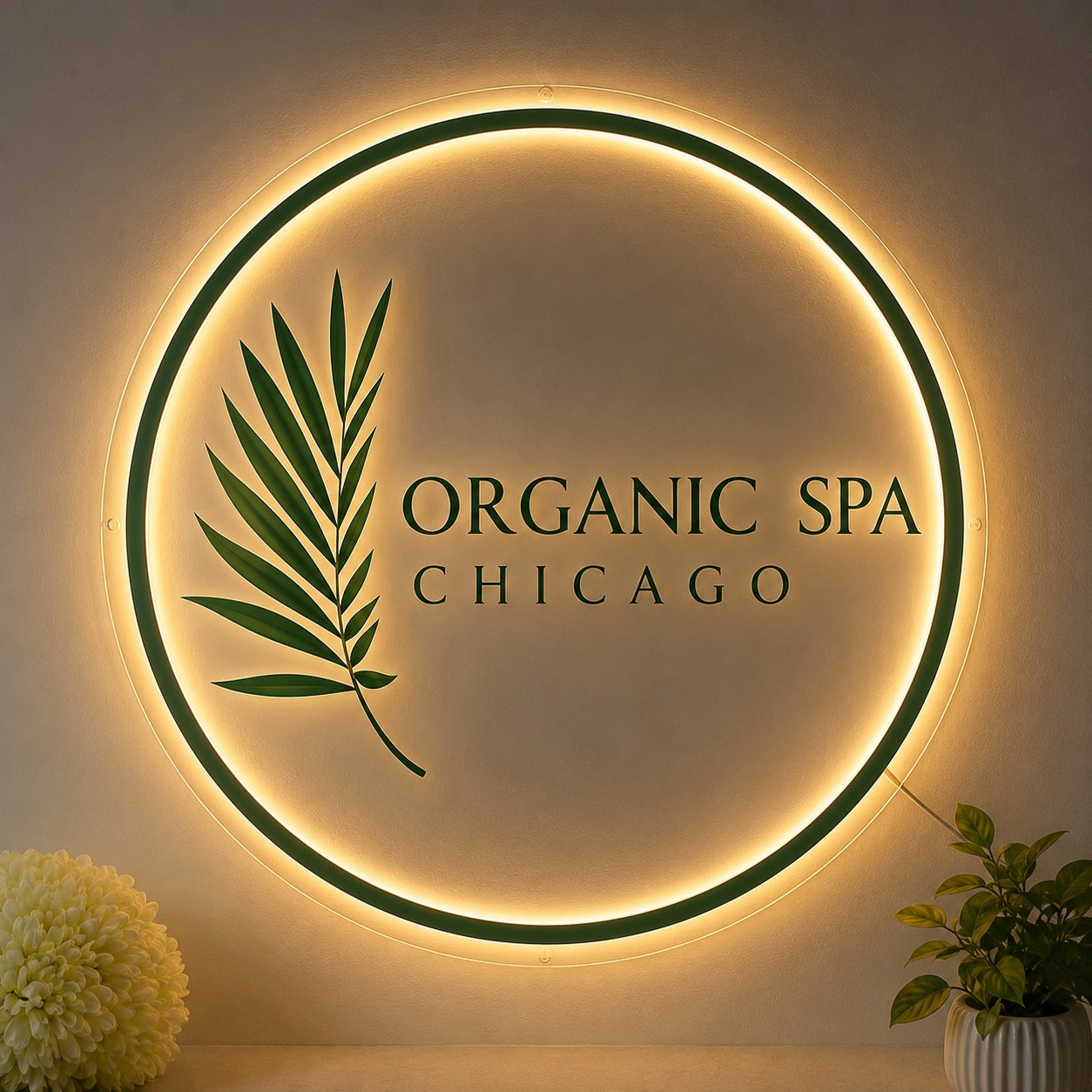 Custom Acrylic Backlit Sign - Organic SPA Chicago
